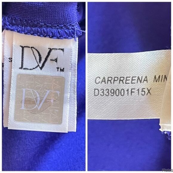 Diane Von Furstenberg Carpeena Blue Full Back Zipper Mini Dress with Pockets 4 - Picture 8 of 10
